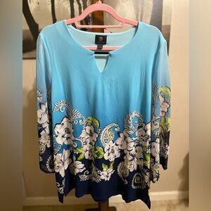 Collection B Blue Floral Tunic Top